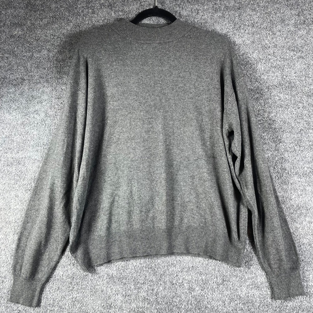 WinterSilks Sweater Womens Medium Gray Silk Cashmere Mock Neck Long Sleeve Fall